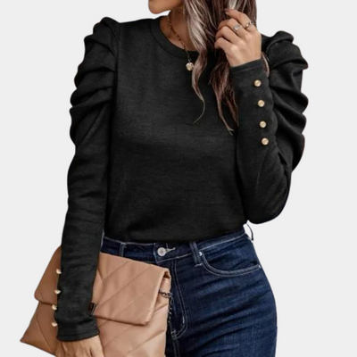 Aimee | Dames Blouse van Polyester met Ronde Hals en Lange Pofmouwen voor Zomer 1