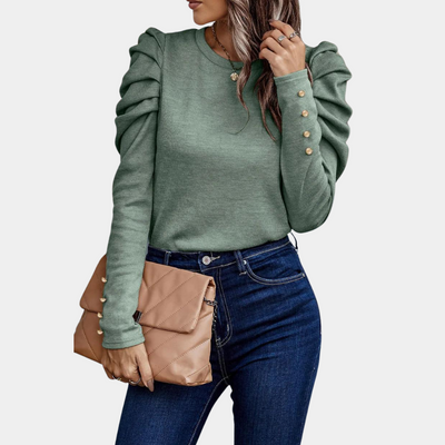 Aimee | Dames Blouse van Polyester met Ronde Hals en Lange Pofmouwen voor Zomer 3