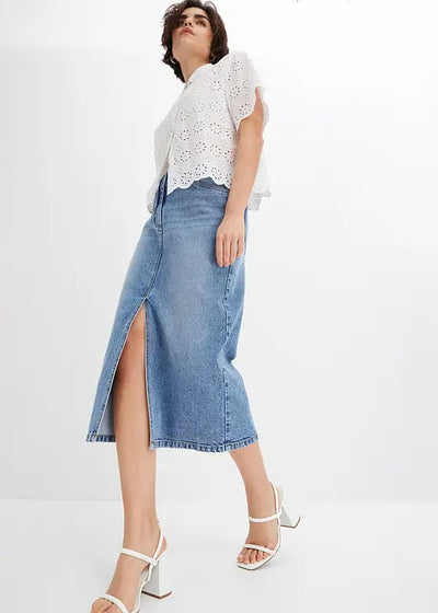 Anaïs | Dames Denim Midirok met Split