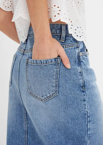 Anaïs | Dames Denim Midirok met Split