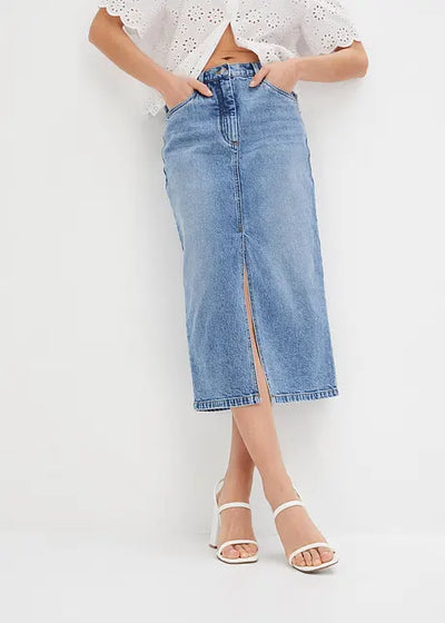 Anaïs | Dames Denim Midirok met Split