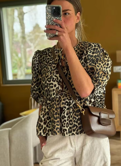 Emma | Dames Blouse Lichtgewicht Katoenmix met Streepdesign en Pofmouwen 10