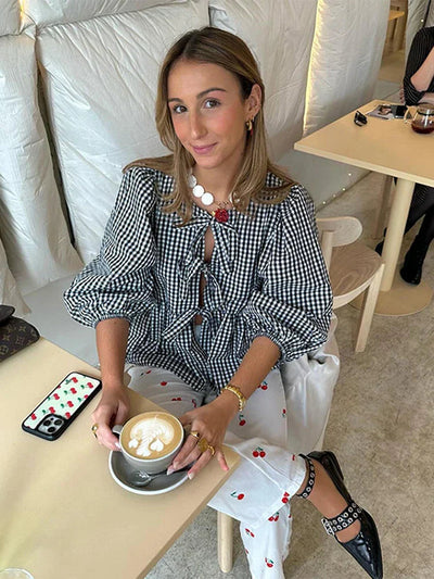 Emma | Dames Blouse Lichtgewicht Katoenmix met Streepdesign en Pofmouwen 3
