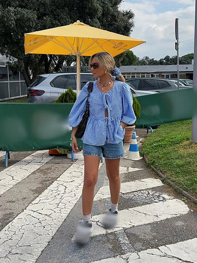 Emma | Dames Blouse Lichtgewicht Katoenmix met Streepdesign en Pofmouwen 6