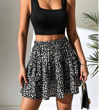 Lila | Dames Rok met Gelaagde Volants van Katoenmix en Elastische Taille voor Casual Gebruik 3