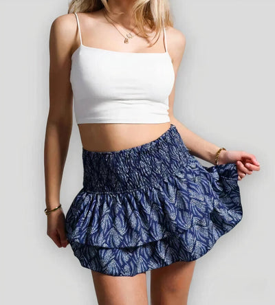 Lila | Dames Rok met Gelaagde Volants van Katoenmix en Elastische Taille voor Casual Gebruik 5